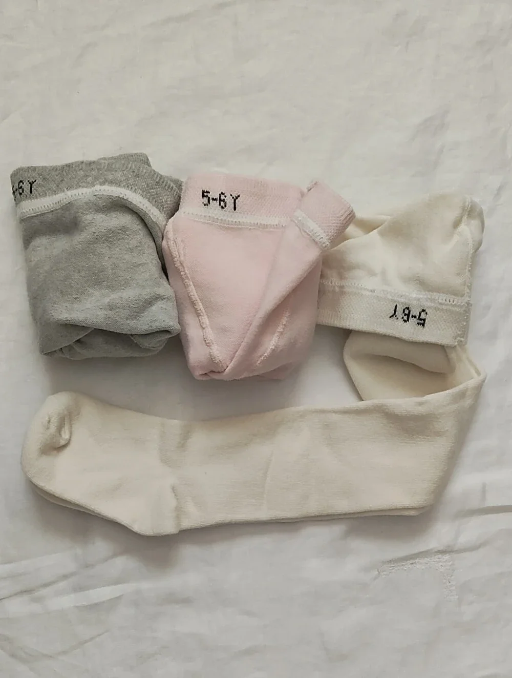 Children's Cotton Blend Tights 3-Pack - Pink, Gray, Cream
